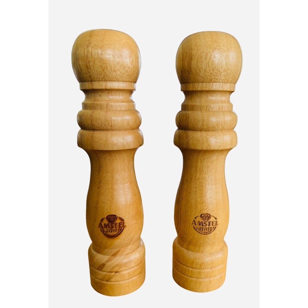 Amstel Light Wooden Salt & Pepper Shakers 8" New